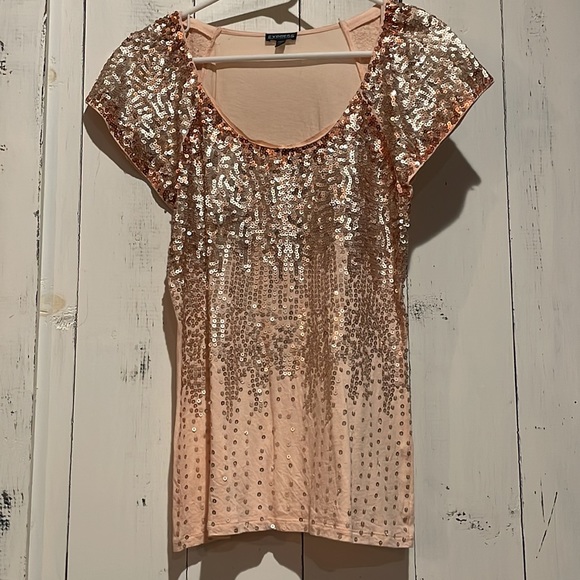 Express Tops - Express Rose Gold Sequin top